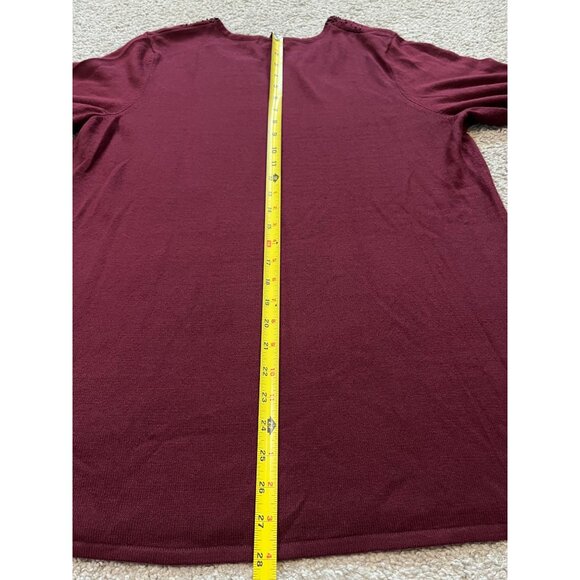 Metro 7 Womens Burgundy Sweater Top Size 18 / 20 Beaded Neckline Plus - Picture 6 of 9